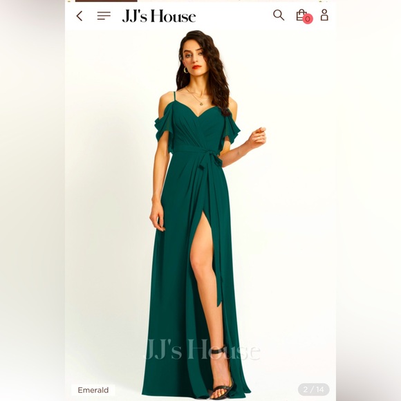 JJ’s House A-line V-Neck Floor-Length Chiffon Bridesmaid Dress With Ruffle - Picture 1 of 10